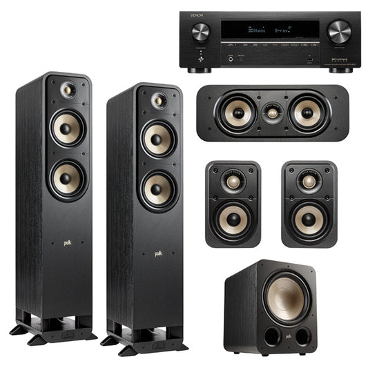 Polk ES55 5.1 System Bundle With Denon AVRX1800H Network AV Receiver - Black