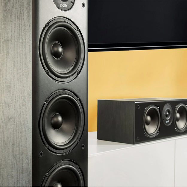 Polk T50 5.0 System Bundle With Denon AVRX580BT Network AV Receiver - Black
